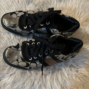 Coach women’s  Black and Silver Logo Sneakers